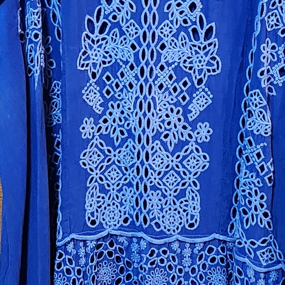 Johnny Was Kaylyn Cobalt Blue Eyelet A-line Tunic Size Small Oversized - Picture 4 of 7